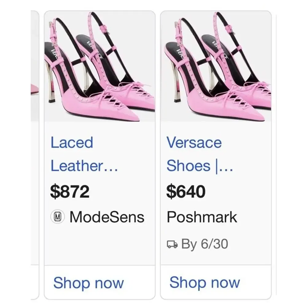 $1575 Sz EU 41 US 11 Versace Lace Slingback Pink Heels Leather